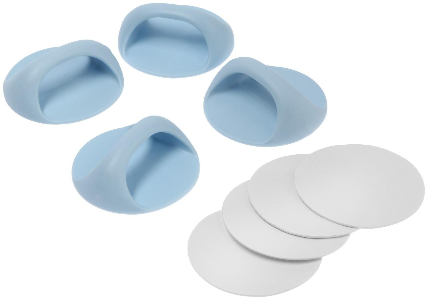 Ручка самоклеющаяся, голубой цвет, 4 шт в наборе, d=65 мм