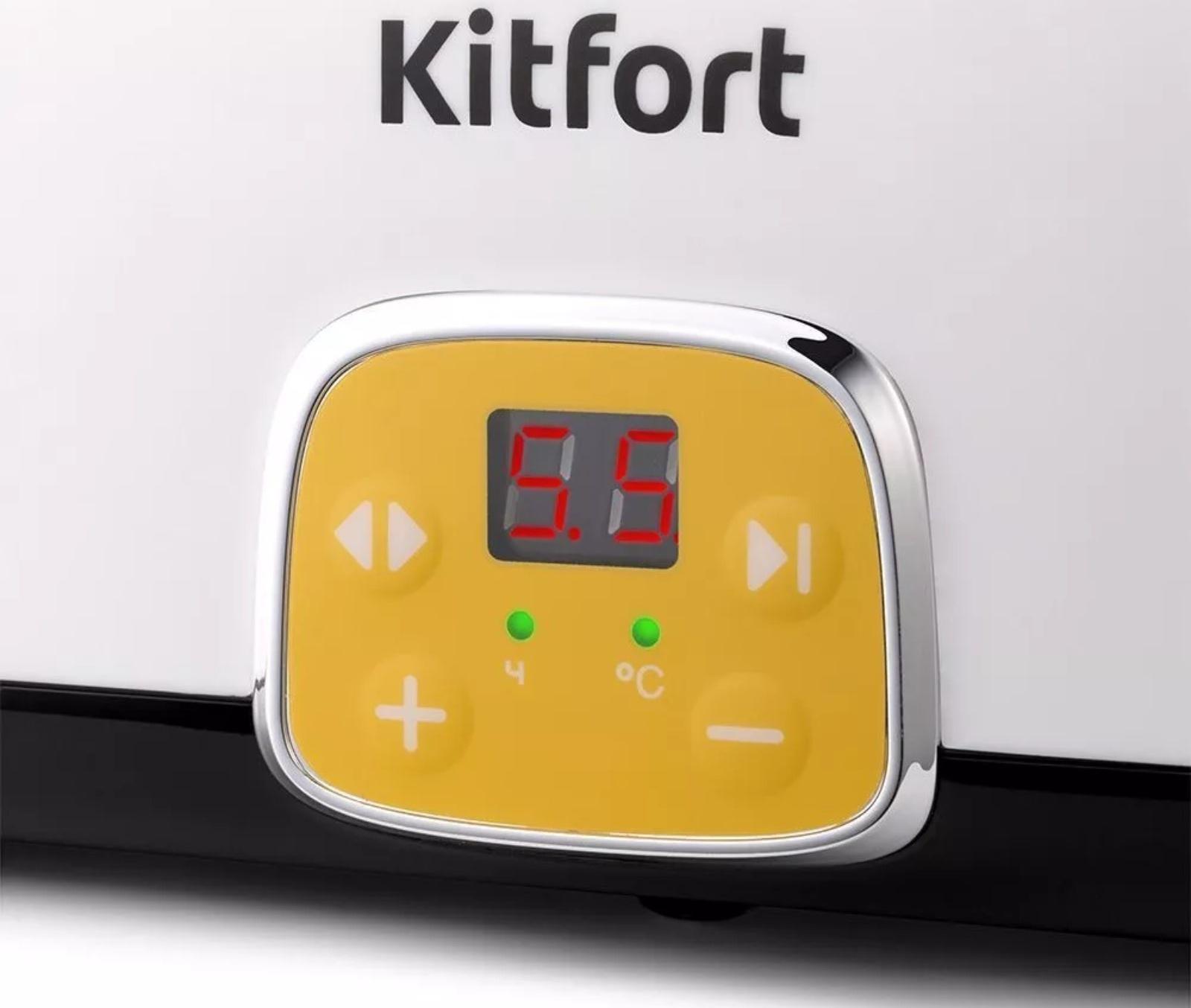 Йогуртница Kitfort КТ-6038, 20 Вт, 200 мл, 4 ёмкости, стекло, белая