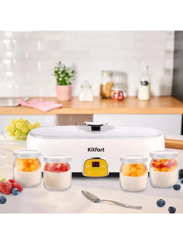 Йогуртница Kitfort КТ-6038, 20 Вт, 200 мл, 4 ёмкости, стекло, белая