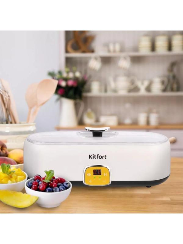 Йогуртница Kitfort КТ-6038, 20 Вт, 200 мл, 4 ёмкости, стекло, белая