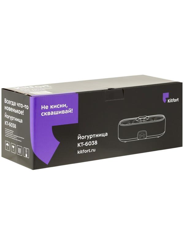 Йогуртница Kitfort КТ-6038, 20 Вт, 200 мл, 4 ёмкости, стекло, белая