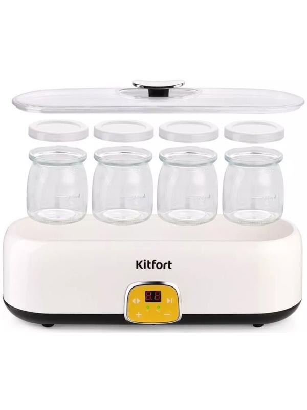 Йогуртница Kitfort КТ-6038, 20 Вт, 200 мл, 4 ёмкости, стекло, белая