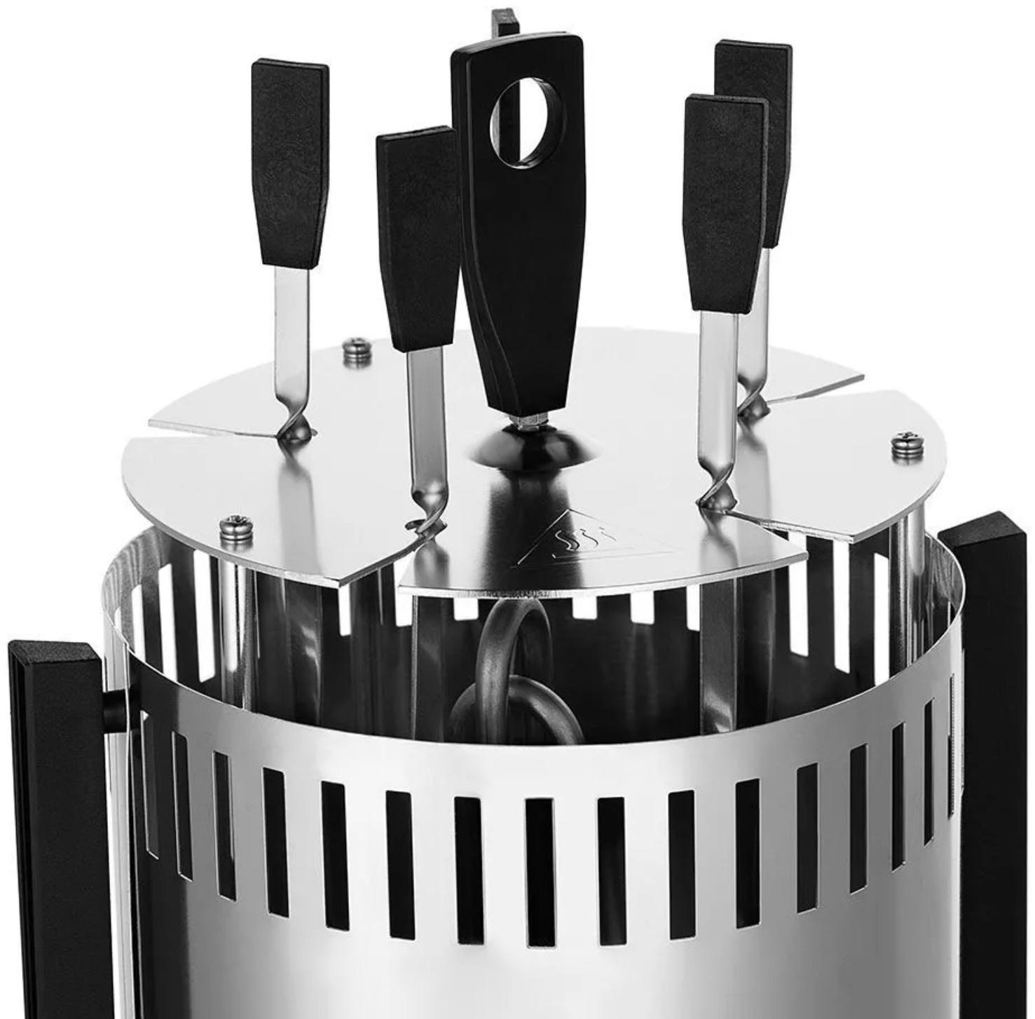 Электрошашлычница Kitfort KT-1406, 900 Вт, 5 шампуров, серебристо-чёрная