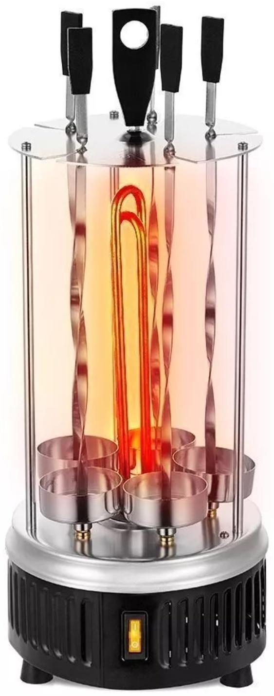 Электрошашлычница Kitfort KT-1406, 900 Вт, 5 шампуров, серебристо-чёрная