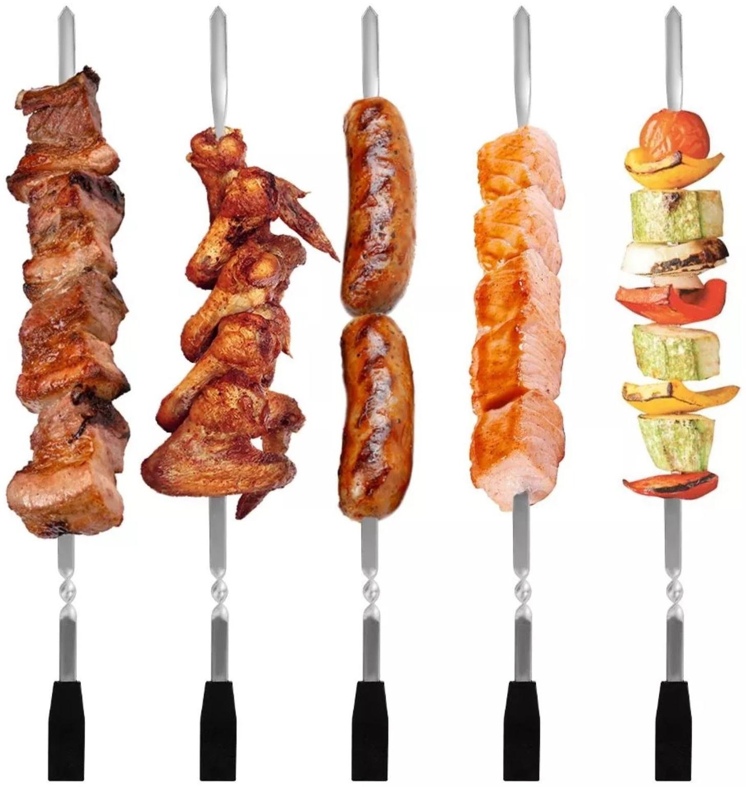 Электрошашлычница Kitfort KT-1406, 900 Вт, 5 шампуров, серебристо-чёрная