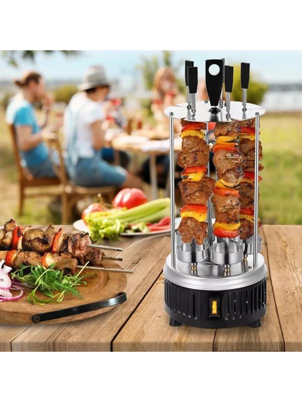 Электрошашлычница Kitfort KT-1406, 900 Вт, 5 шампуров, серебристо-чёрная