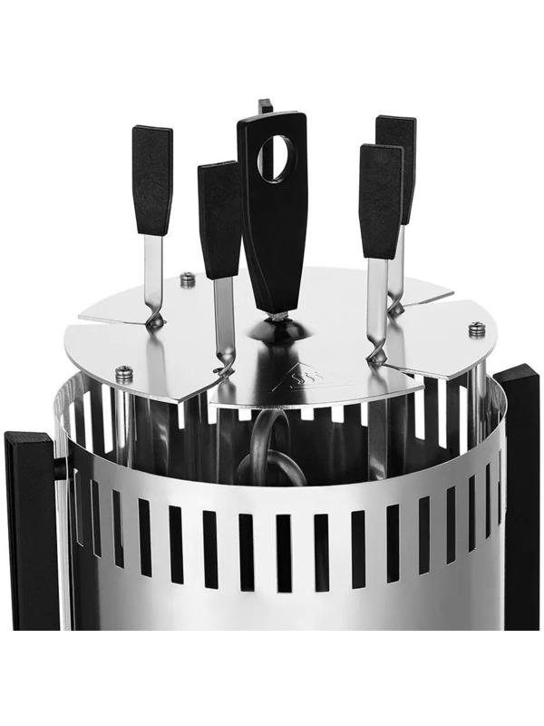 Электрошашлычница Kitfort KT-1406, 900 Вт, 5 шампуров, серебристо-чёрная