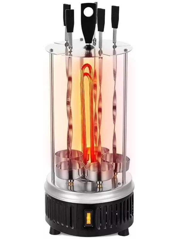 Электрошашлычница Kitfort KT-1406, 900 Вт, 5 шампуров, серебристо-чёрная