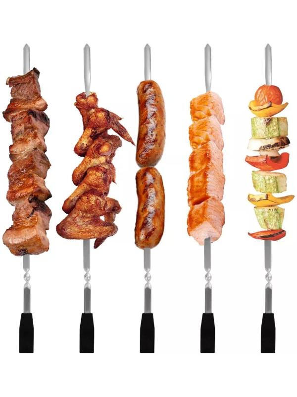 Электрошашлычница Kitfort KT-1406, 900 Вт, 5 шампуров, серебристо-чёрная