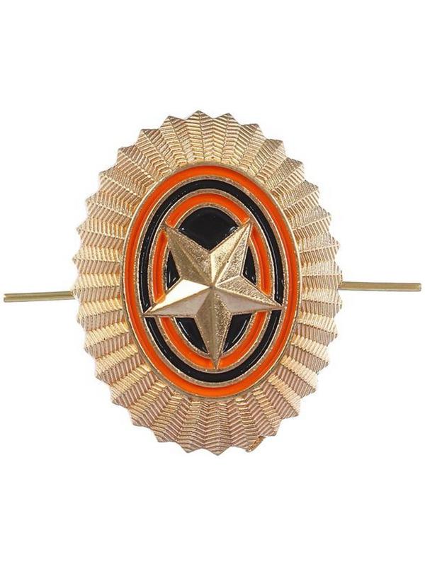 Кокарда со звездой простая овальная 3*4 см, металл, 5 шт