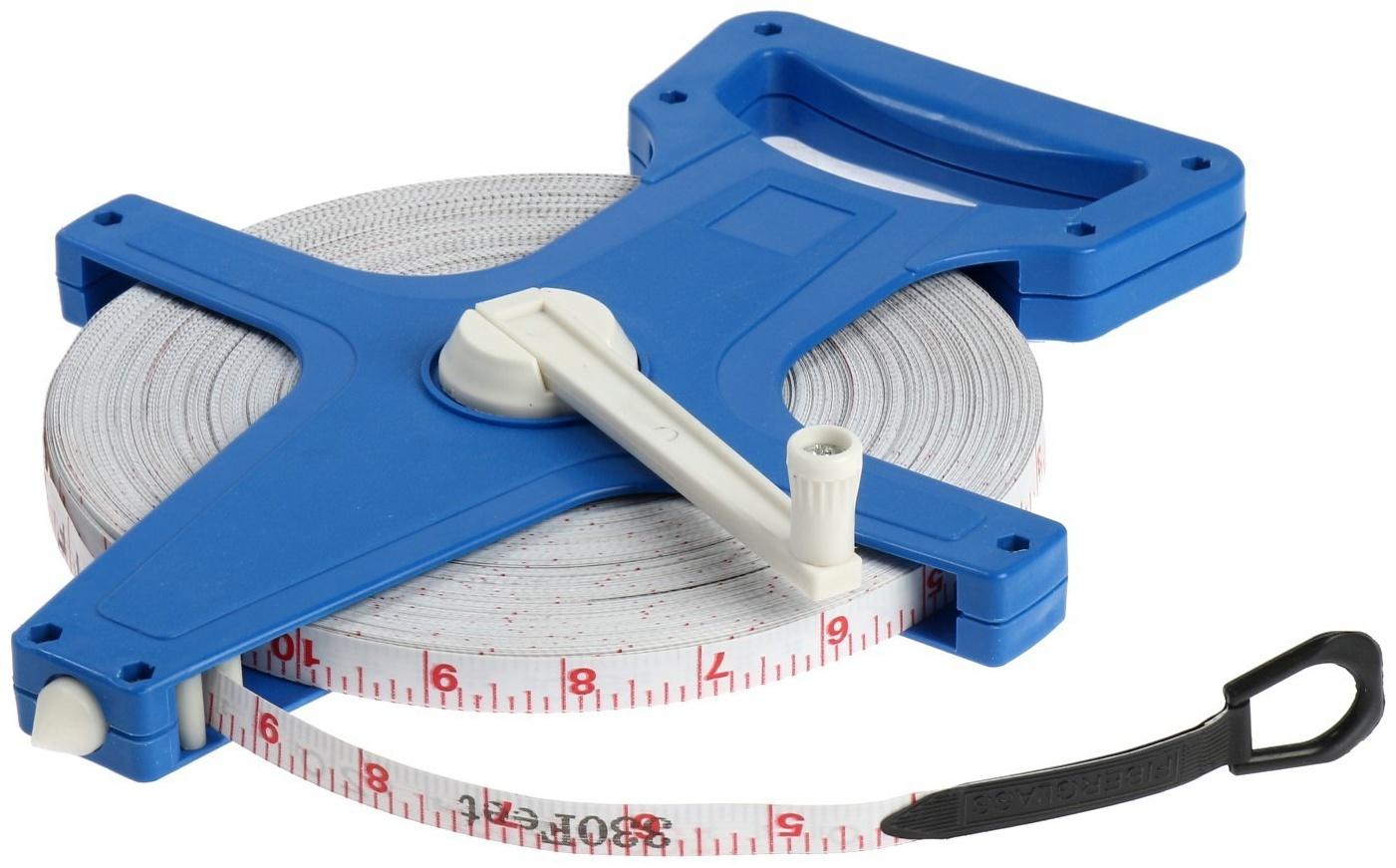 Рулетка геодезическая ТУНДРА, фиберглассовая лента, 100 м