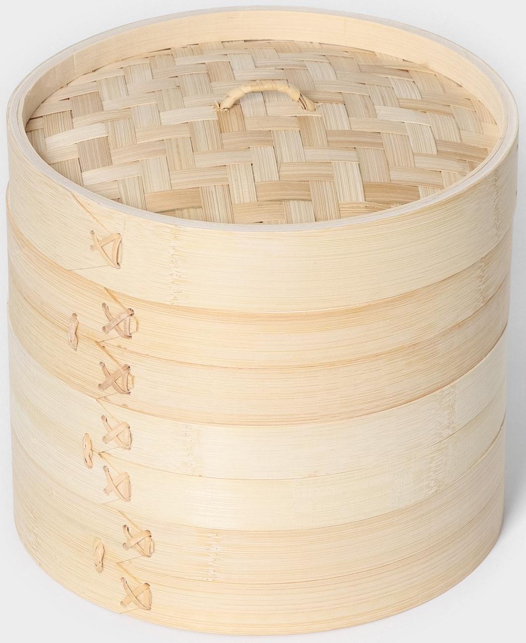 Пароварка Доляна «Восточная кухня», 3 этажа, d=21 см, бамбук