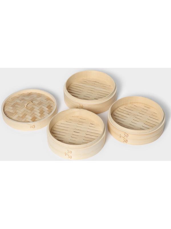 Пароварка Доляна «Восточная кухня», 3 этажа, d=21 см, бамбук