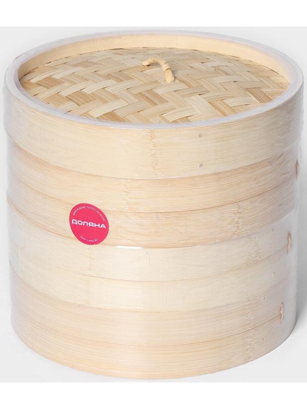 Пароварка Доляна «Восточная кухня», 3 этажа, d=21 см, бамбук