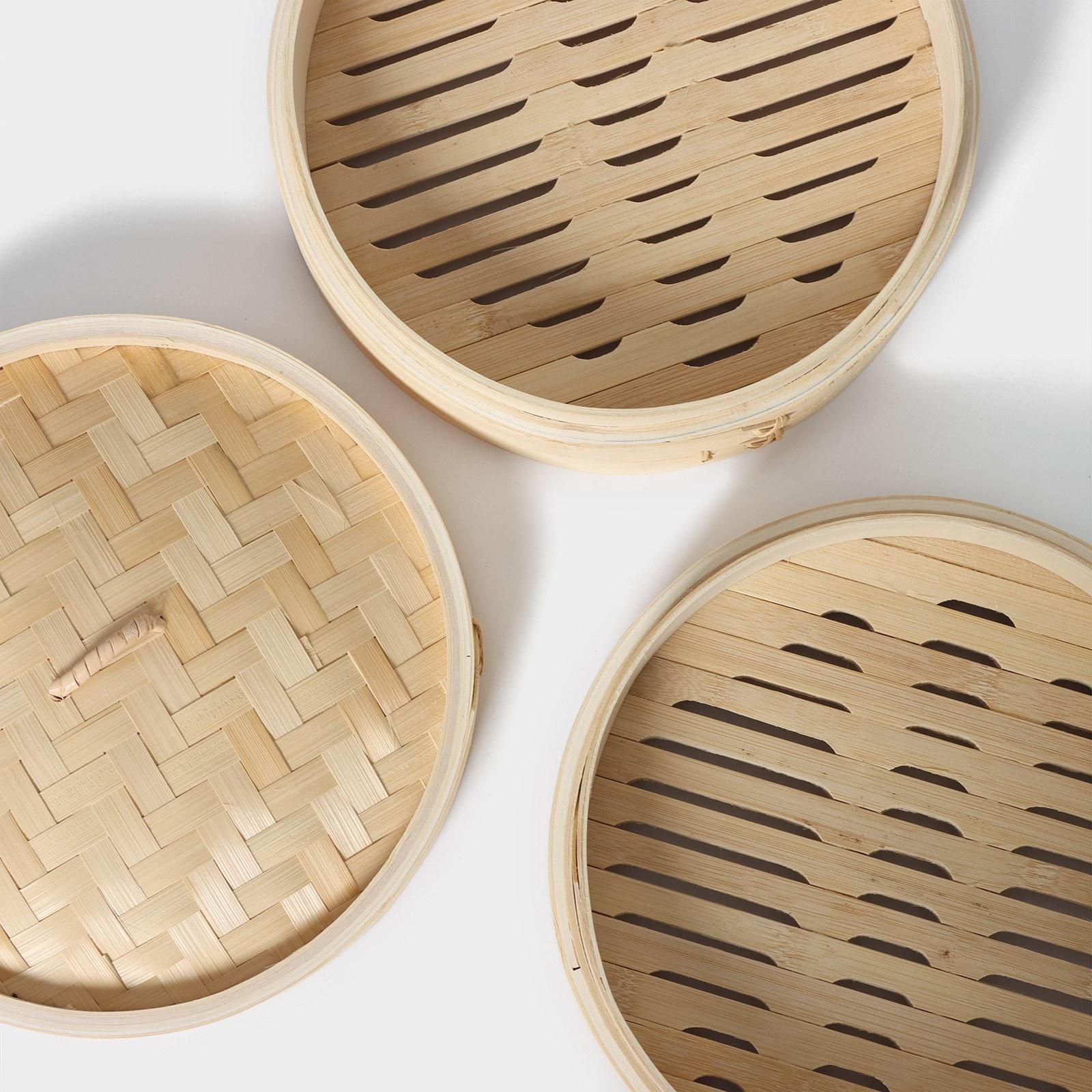 Пароварка Доляна «Восточная кухня», 2 этажа, d=24 см, бамбук