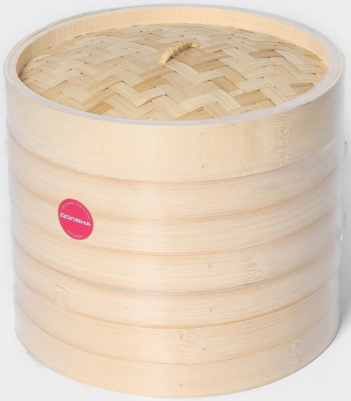 Пароварка Доляна «Восточная кухня», 3 этажа, d=24 см, бамбук