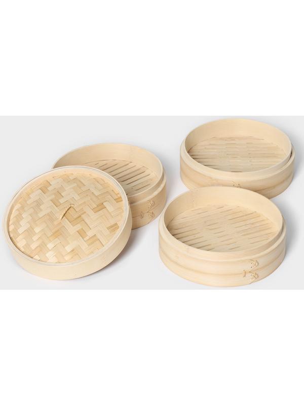 Пароварка Доляна «Восточная кухня», 3 этажа, d=24 см, бамбук