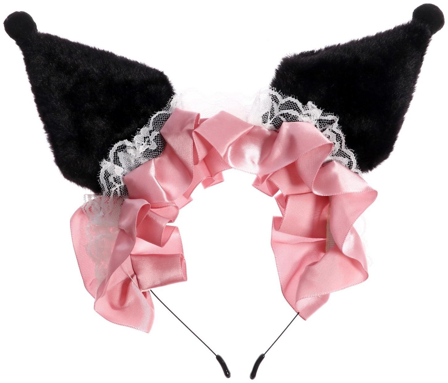 Карнавальный ободок «Кошка» с рюшками, цвет розовый, аниме