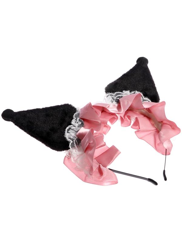 Карнавальный ободок «Кошка» с рюшками, цвет розовый, аниме
