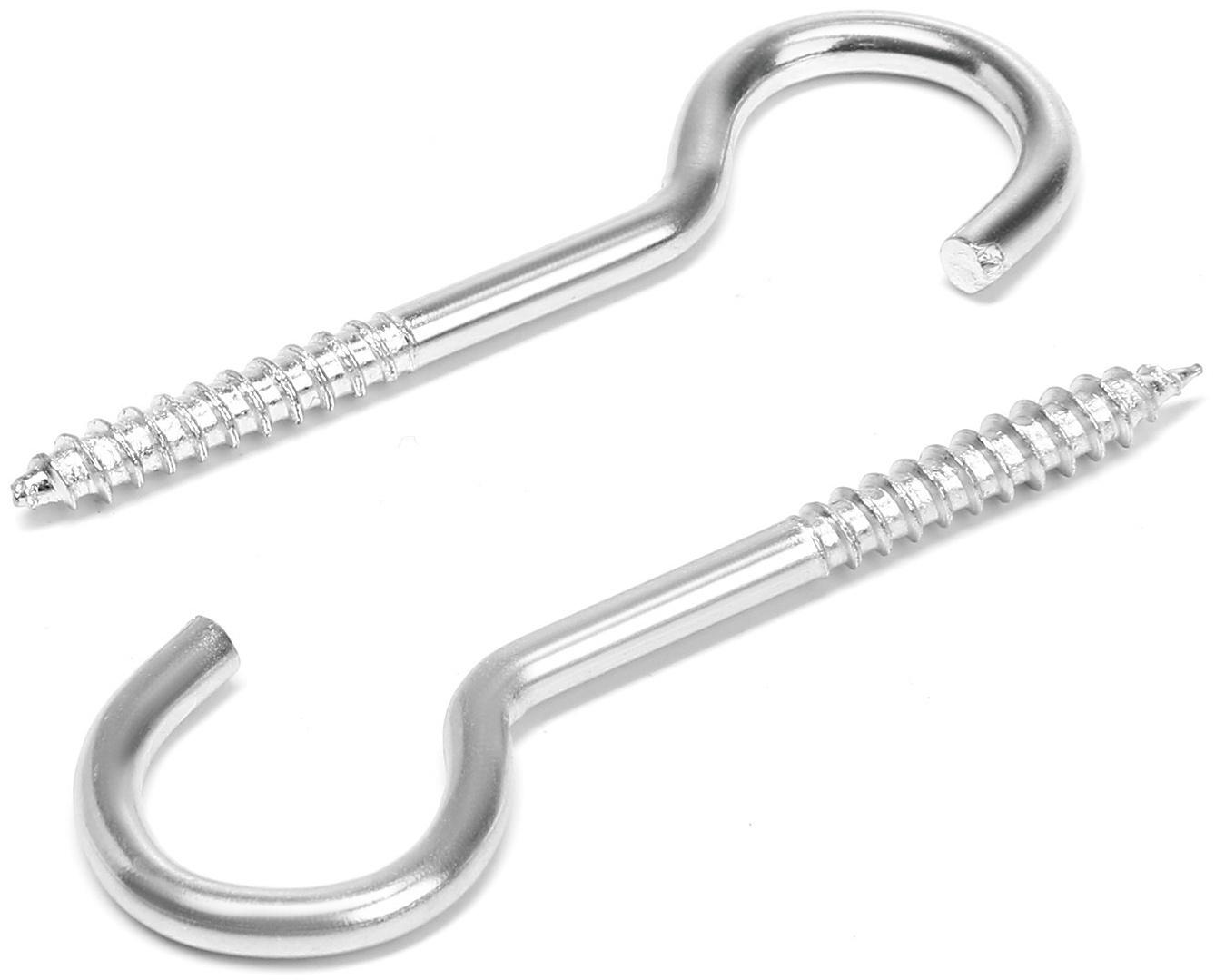 Шуруп-полукольцо, ТУНДРА, белый цинк, 4х70 мм, 10 шт