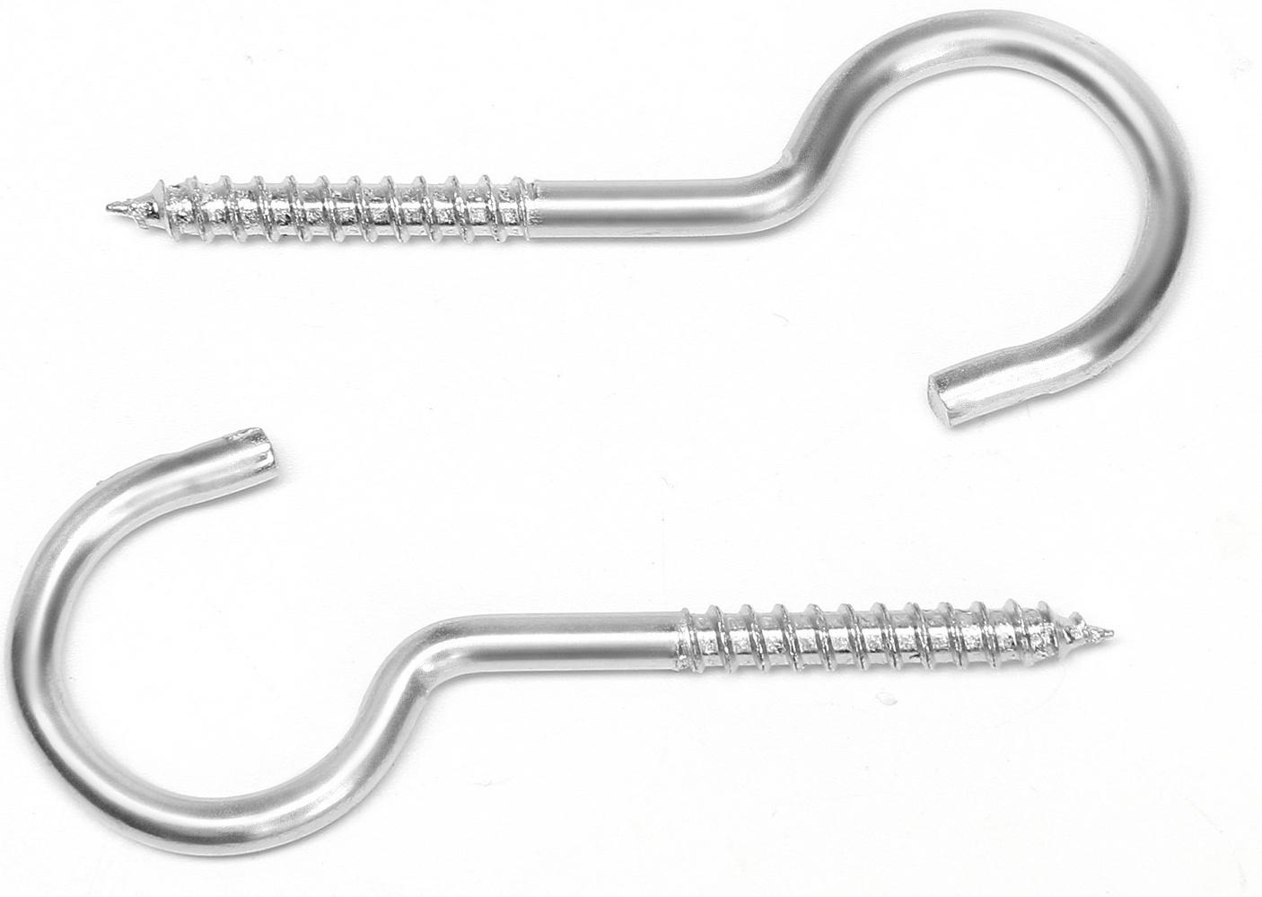 Шуруп-полукольцо, ТУНДРА, белый цинк, 4х80 мм, 10 шт