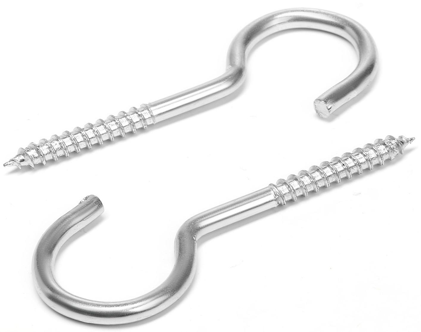 Шуруп-полукольцо, ТУНДРА, белый цинк, 4х80 мм, 10 шт