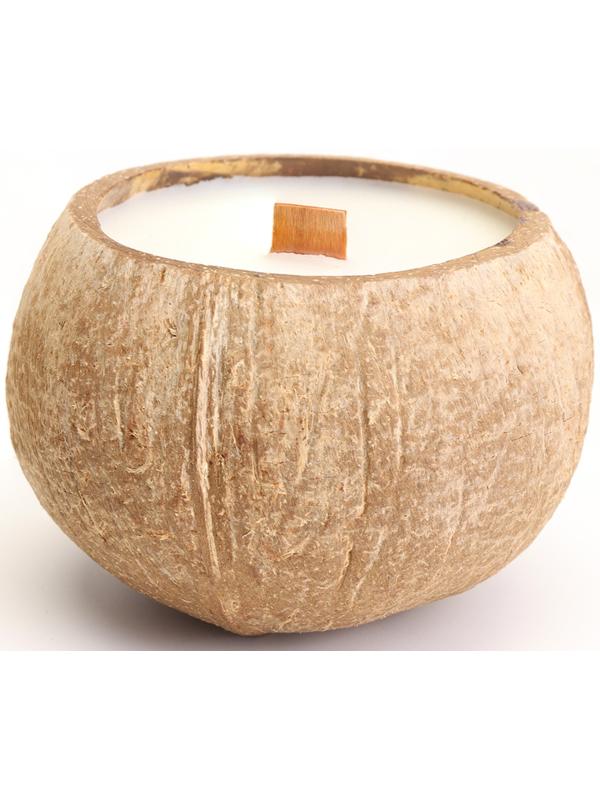 Свеча в кокосе ароматическая, белый чай, в коробке