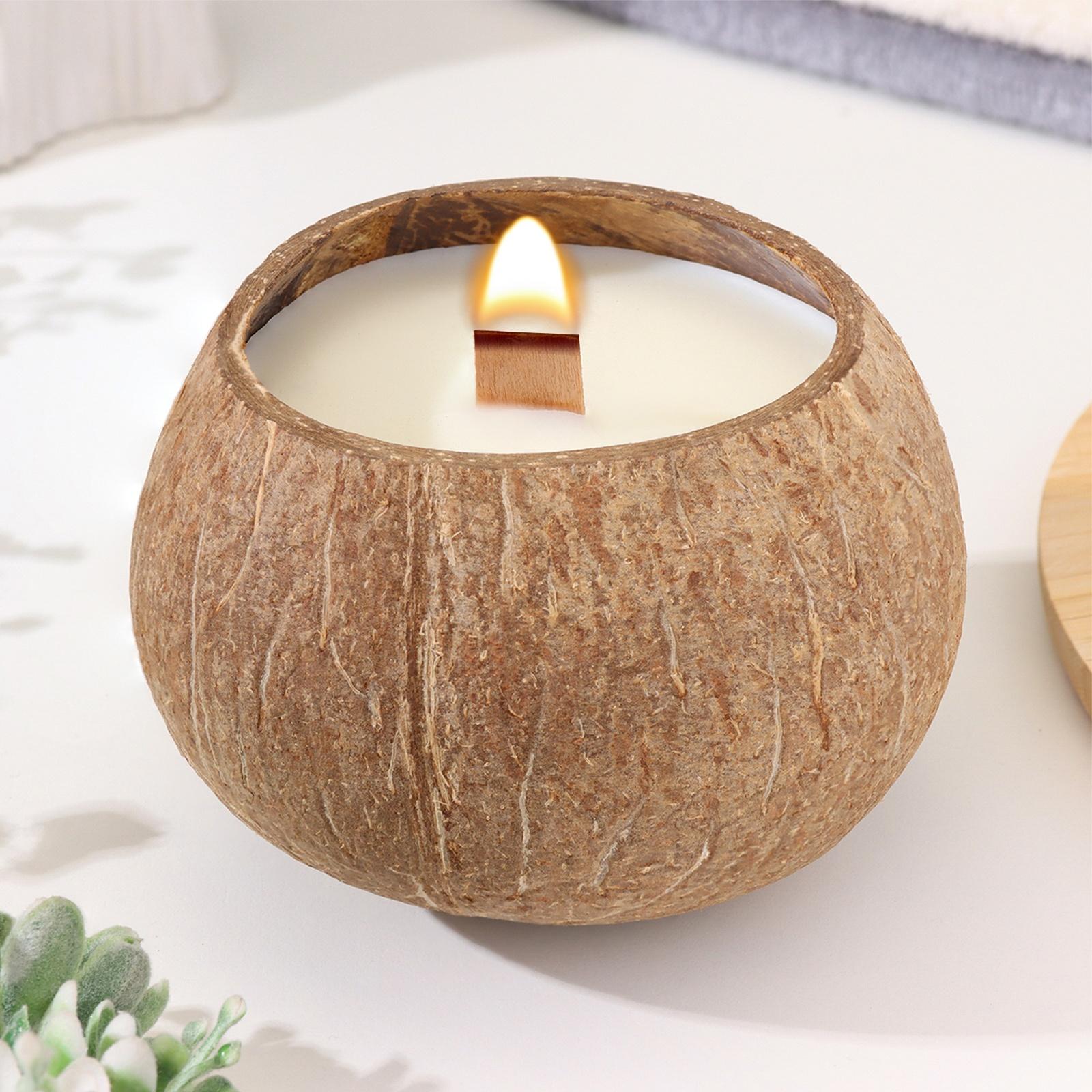 Свеча в кокосе ароматическая, зелёный чай, в коробке