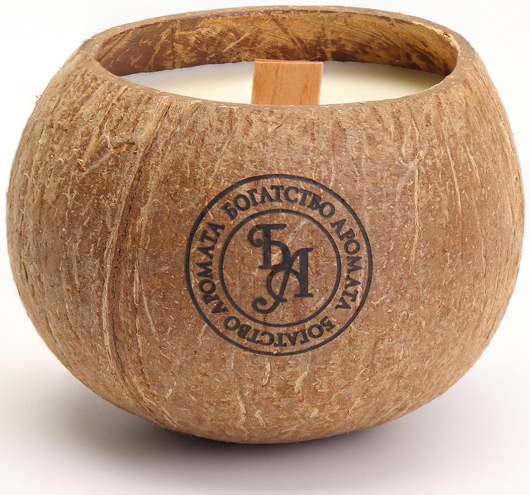 Свеча в кокосе ароматическая, зелёный чай, в коробке