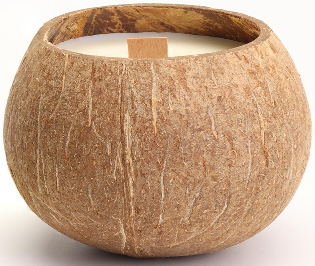 Свеча в кокосе ароматическая, зелёный чай, в коробке