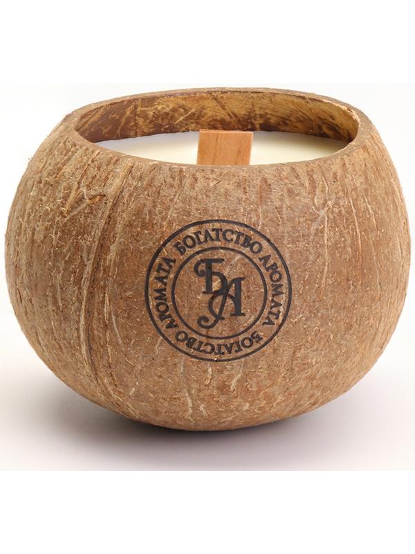 Свеча в кокосе ароматическая, зелёный чай, в коробке