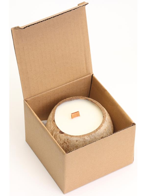 Свеча в кокосе ароматическая, зелёный чай, в коробке