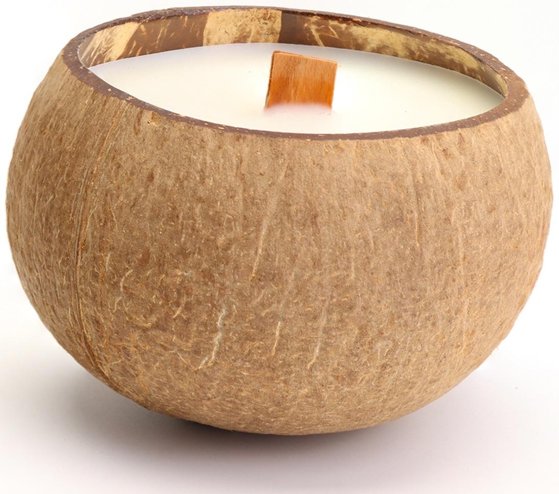 Свеча в кокосе ароматическая, сладкий апельсин и лайм, в коробке