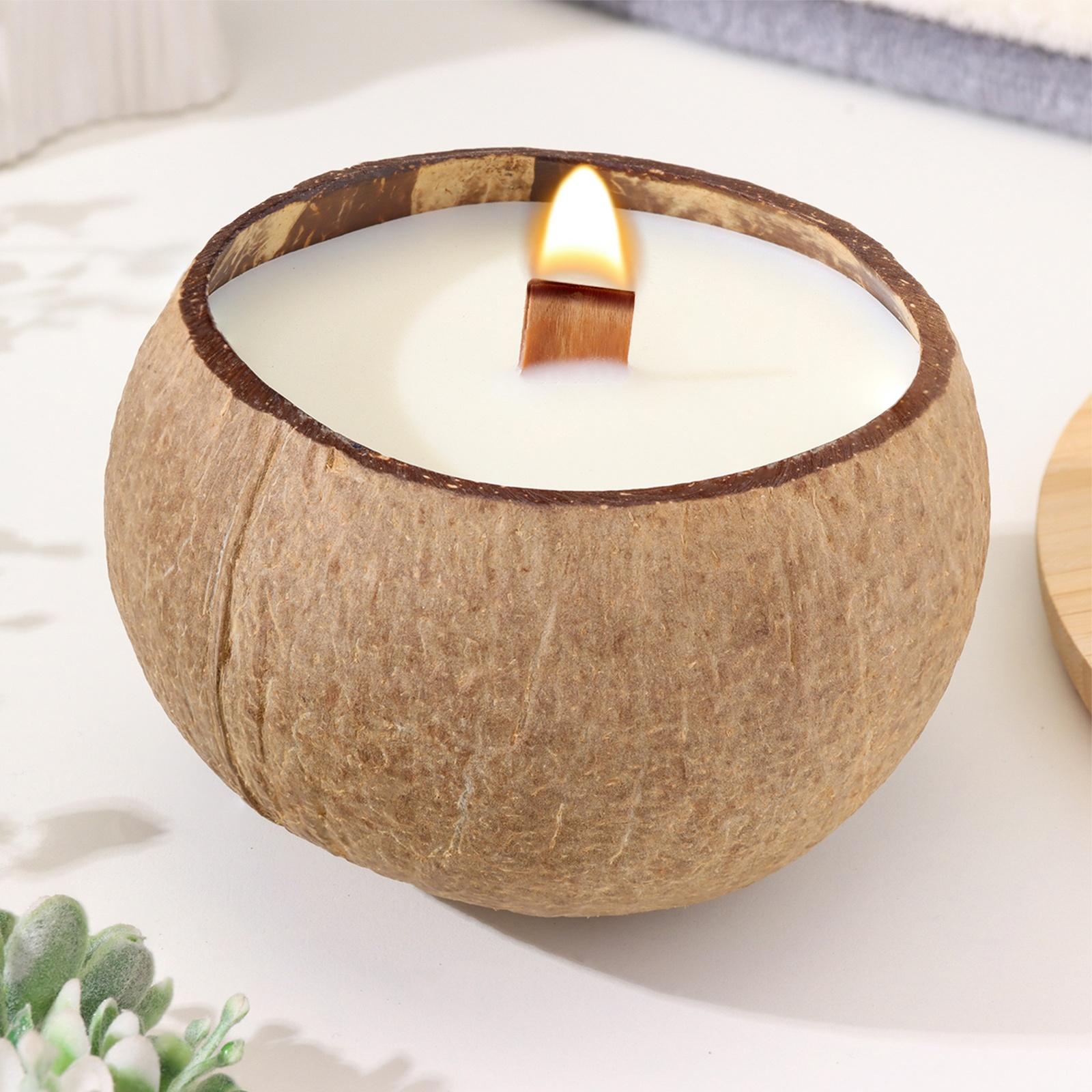 Свеча в кокосе ароматическая, сладкий апельсин и лайм, в коробке