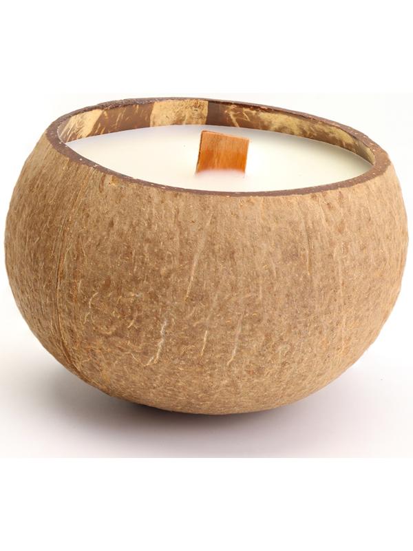 Свеча в кокосе ароматическая, сладкий апельсин и лайм, в коробке