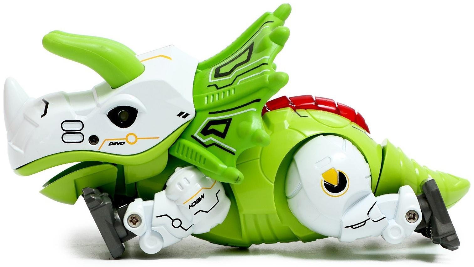 Робот «Динобот», реагирует на прикосновение, световые и звуковые эффекты, металлический, цвет зелёный