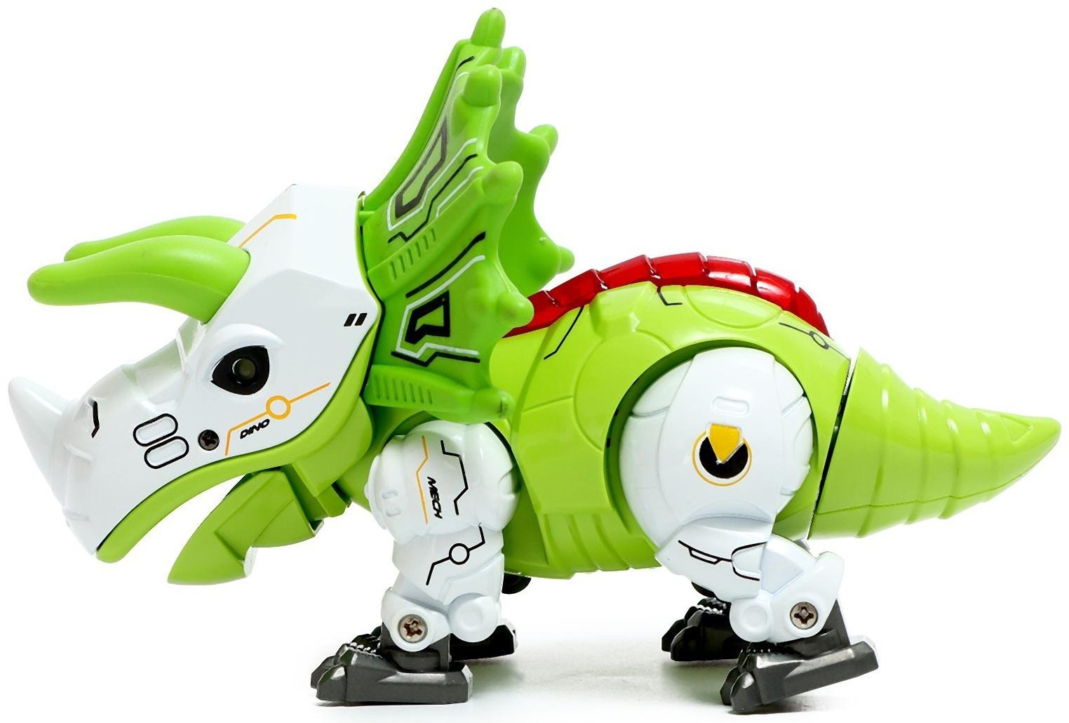 Робот «Динобот», реагирует на прикосновение, световые и звуковые эффекты, металлический, цвет зелёный