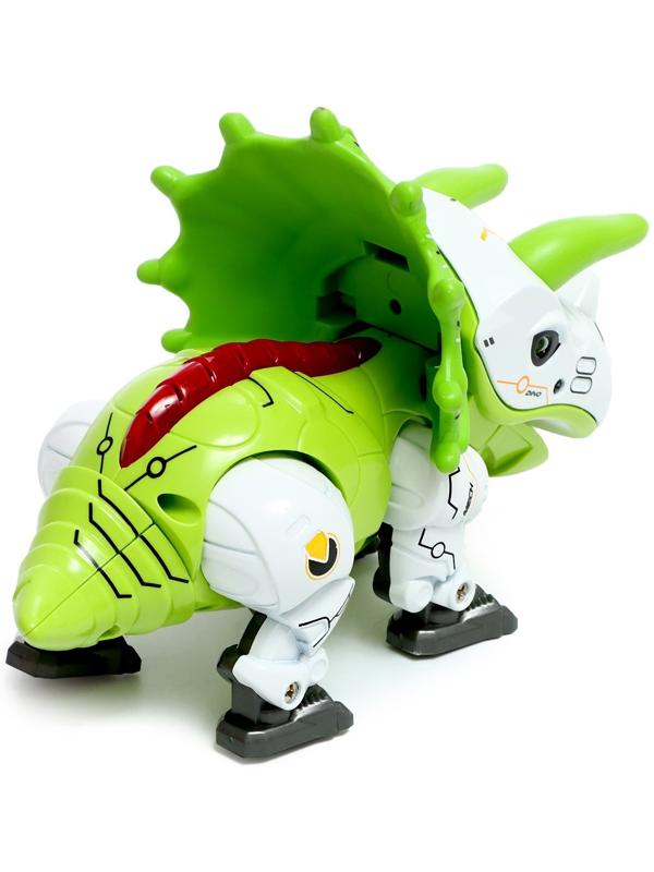 Робот «Динобот», реагирует на прикосновение, световые и звуковые эффекты, металлический, цвет зелёный