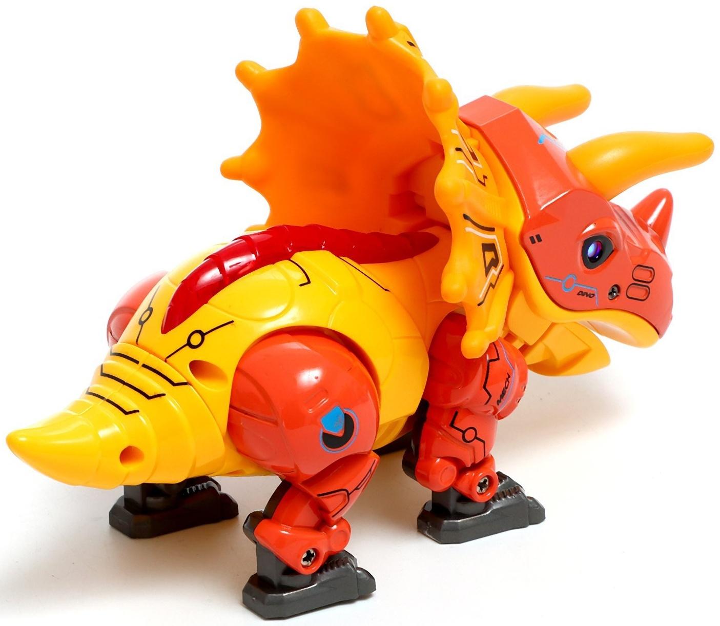 Робот «Динобот», реагирует на прикосновение, световые и звуковые эффекты, металлический, цвет оранжевый