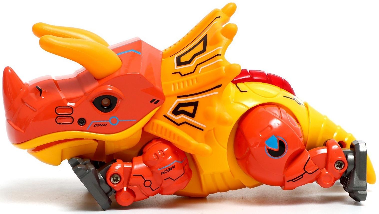 Робот «Динобот», реагирует на прикосновение, световые и звуковые эффекты, металлический, цвет оранжевый
