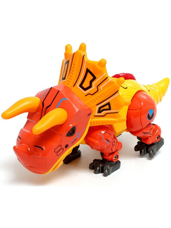 Робот «Динобот», реагирует на прикосновение, световые и звуковые эффекты, металлический, цвет оранжевый