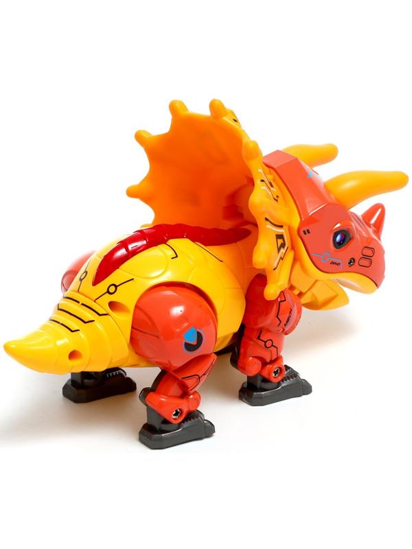 Робот «Динобот», реагирует на прикосновение, световые и звуковые эффекты, металлический, цвет оранжевый
