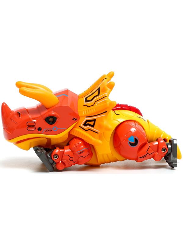 Робот «Динобот», реагирует на прикосновение, световые и звуковые эффекты, металлический, цвет оранжевый