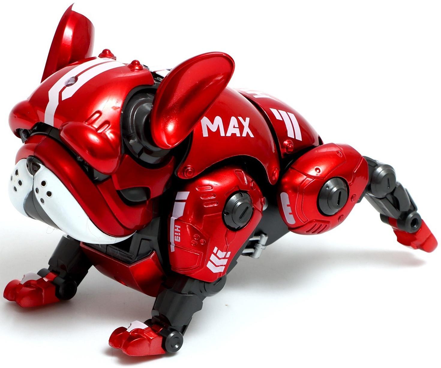 Робот-собака «Макс», световые, звуковые эффекты, металлический, цвет красный