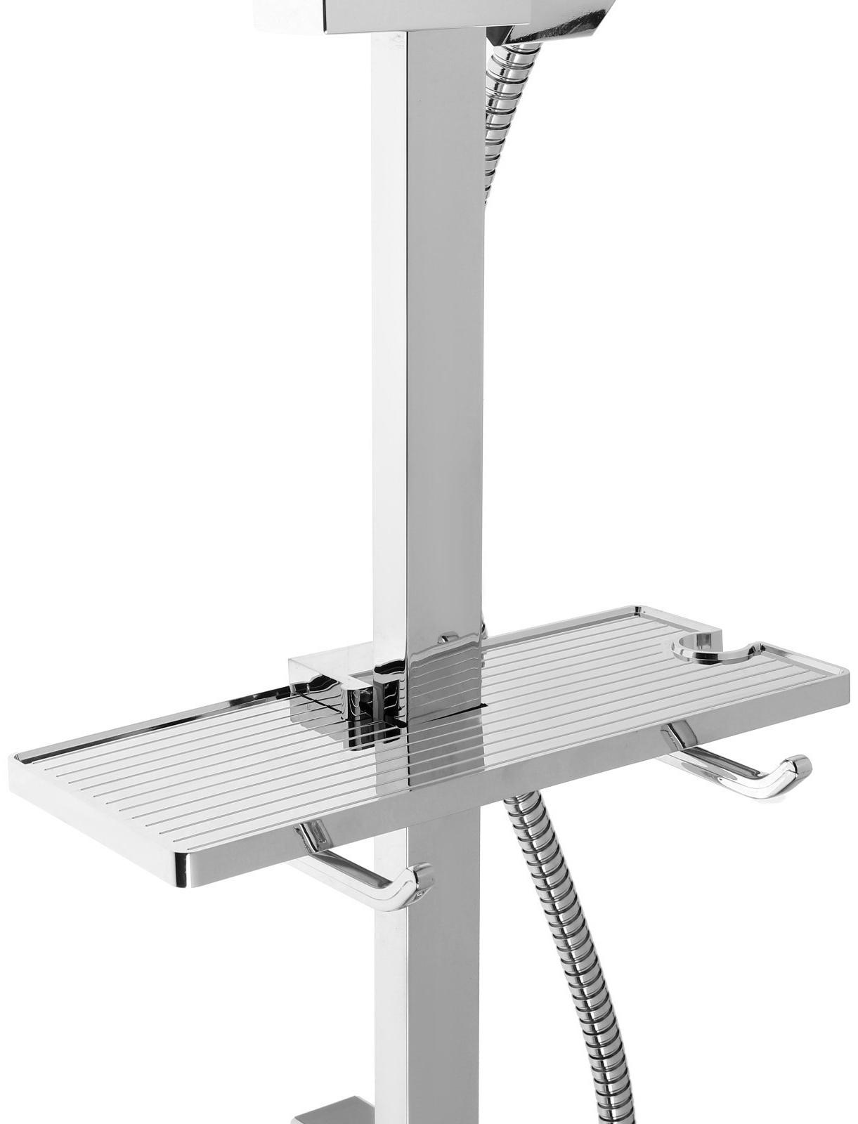 Набор для душа ZEIN H04, квадратный, стойка, мыльница и держатель, шланг 150 см, лейка, хром