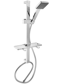 Набор для душа ZEIN H04, квадратный, стойка, мыльница и держатель, шланг 150 см, лейка, хром