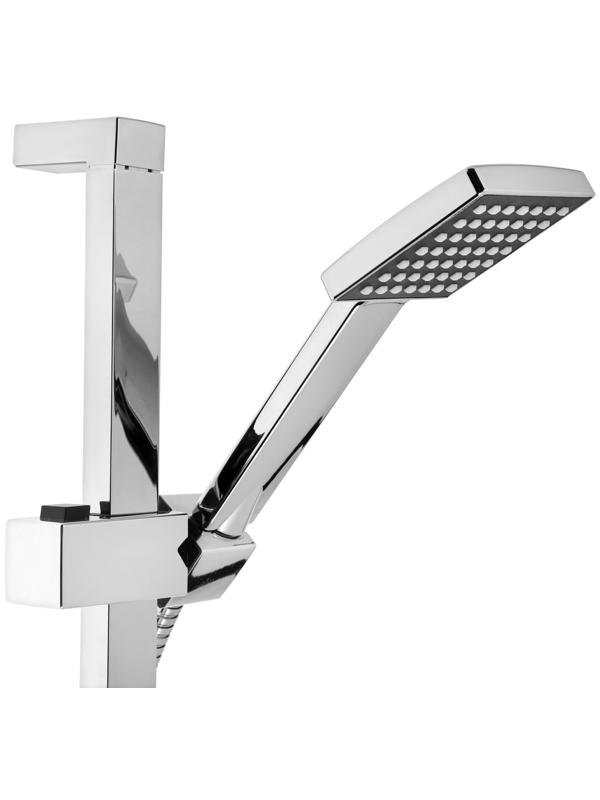 Набор для душа ZEIN H04, квадратный, стойка, мыльница и держатель, шланг 150 см, лейка, хром