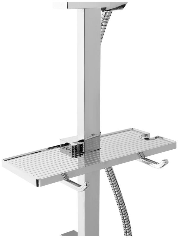 Набор для душа ZEIN H04, квадратный, стойка, мыльница и держатель, шланг 150 см, лейка, хром