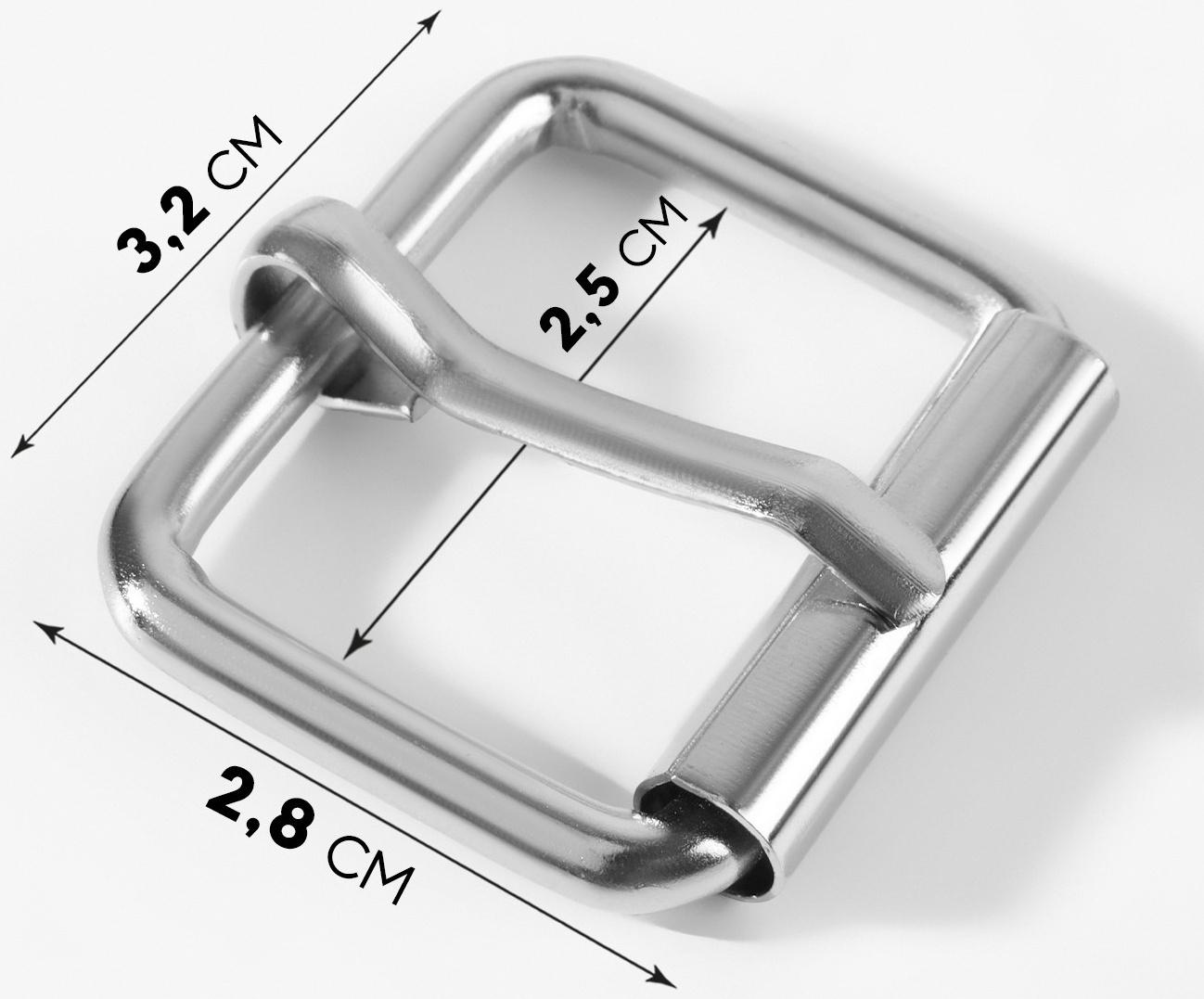 Пряжка для ремня, 3,2 × 2,8 см, 25 мм, 5 шт, эконом, цвет серебряный