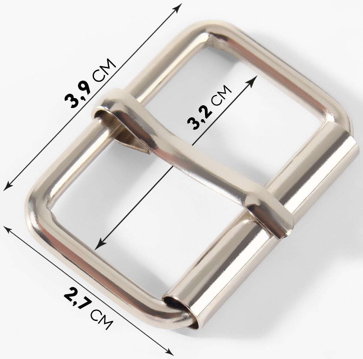 Пряжка для ремня, 3,9 × 2,7 см, 32 мм, 5 шт, эконом, цвет серебряный